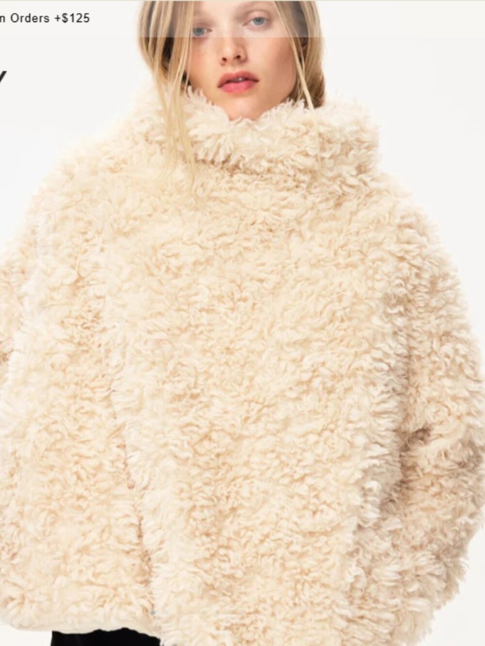 khy Shaggy Faux Fur Pullover in Cream S/M
